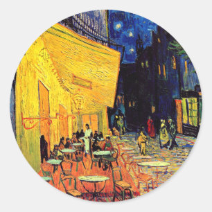 Vincent Van Gogh - Caféterras bij Nacht Kunstschil Ronde Sticker