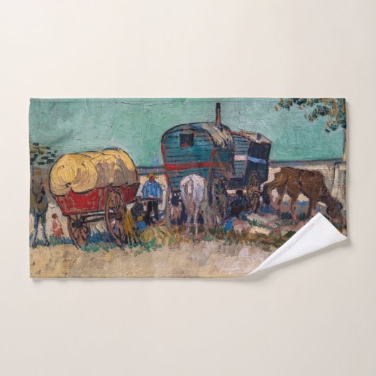 Vincent Van Gogh - Caravans, zigeunerkamp bij Arle Bad Handdoek (Handdoek)