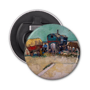 Vincent Van Gogh - Caravans, zigeunerkamp bij Arle Button Flesopener