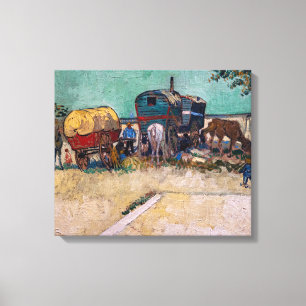 Vincent Van Gogh - Caravans, zigeunerkamp bij Arle Canvas Afdruk