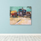 Vincent Van Gogh - Caravans, zigeunerkamp bij Arle Canvas Afdruk (Insitu (Houten vloer))