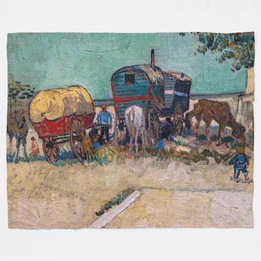 Vincent Van Gogh - Caravans, zigeunerkamp bij Arle Fleece Deken (Voorkant (Horizontaal))