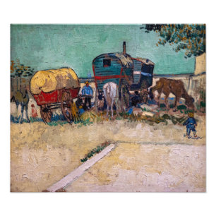 Vincent Van Gogh - Caravans, zigeunerkamp bij Arle Foto Afdruk