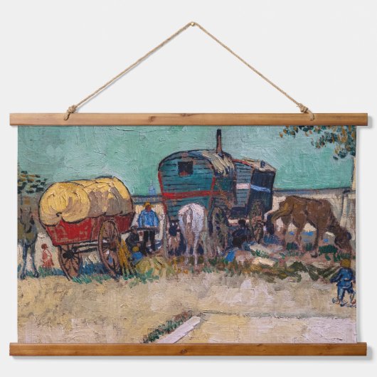 Vincent Van Gogh - Caravans, zigeunerkamp bij Arle Hangend Wandkleed (Voorkant)