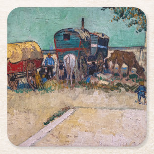 Vincent Van Gogh - Caravans, zigeunerkamp bij Arle Kartonnen Onderzetters