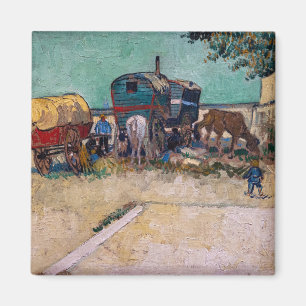 Vincent Van Gogh - Caravans, zigeunerkamp bij Arle Magneet