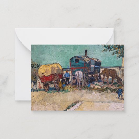 Vincent Van Gogh - Caravans, zigeunerkamp bij Arle Notitiekaartje (Voorkant)