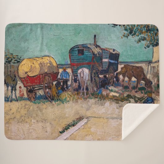 Vincent Van Gogh - Caravans, zigeunerkamp bij Arle Sherpa Deken (Voorkant (horizontaal))