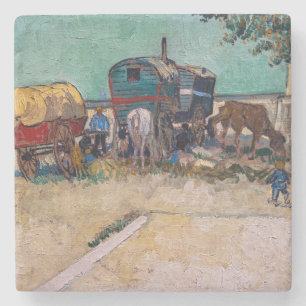 Vincent Van Gogh - Caravans, zigeunerkamp bij Arle Stenen Onderzetter