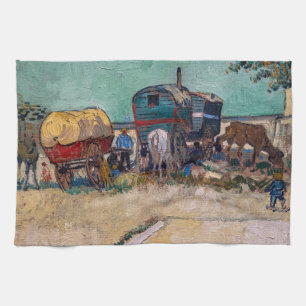 Vincent Van Gogh - Caravans, zigeunerkamp bij Arle Theedoek