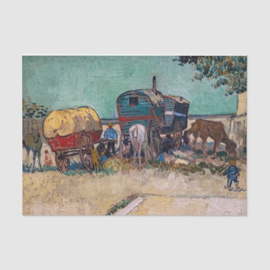 Vincent Van Gogh - Caravans, zigeunerkamp bij Arle Tissuepapier (Voorkant)