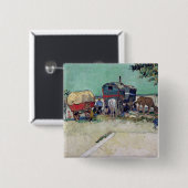 Vincent van Gogh | Caravans, zigeunerkampement Vierkante Button 5,1 Cm (Voorkant /achterkant)