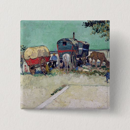 Vincent van Gogh | Caravans, zigeunerkampement Vierkante Button 5,1 Cm (Voorkant)