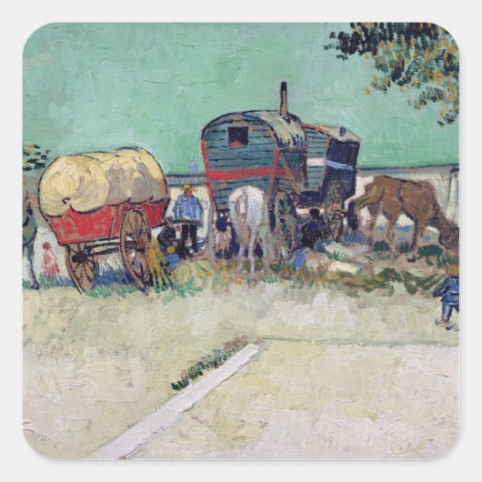Vincent van Gogh | Caravans, zigeunerkampement Vierkante Sticker (Voorkant)