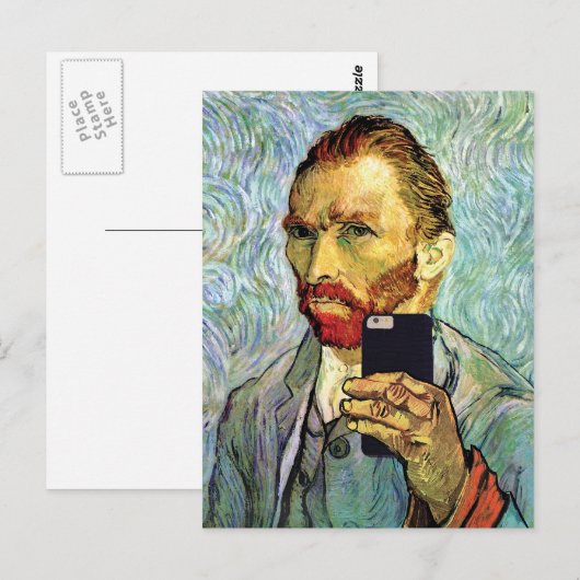 Vincent Van Gogh Cellphone Selfie Self Portret Briefkaart (Voorkant / Achterkant)