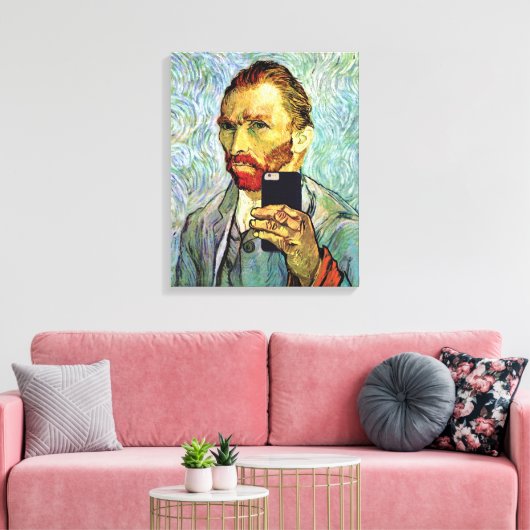 Vincent Van Gogh Cellphone Selfie Self Portret Canvas Afdruk (Insitu (Woonkamer))