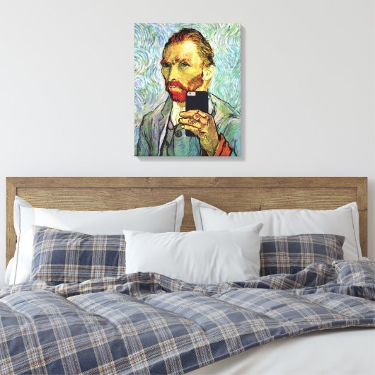 Vincent Van Gogh Cellphone Selfie Self Portret Canvas Afdruk (Insitu (Slaapkamer))