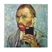 Vincent Van Gogh Cellphone Selfie Self Portret Tegeltje (Voorkant)