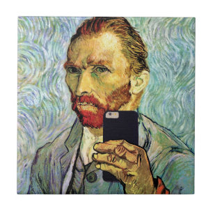 Vincent Van Gogh Cellphone Selfie Self Portret Tegeltje