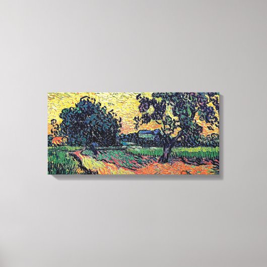 Vincent van Gogh - Chateau of Auvers at Sunset Canvas Afdruk (Voorkant)