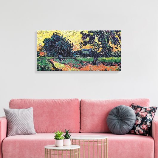 Vincent van Gogh - Chateau of Auvers at Sunset Canvas Afdruk (Insitu (Woonkamer))