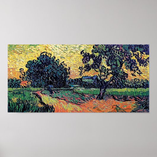 Vincent van Gogh - Chateau of Auvers at Sunset Poster (Voorkant)