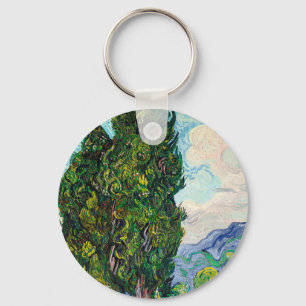 Vincent Van Gogh Cipressen Fijne Kunst Sleutelhanger
