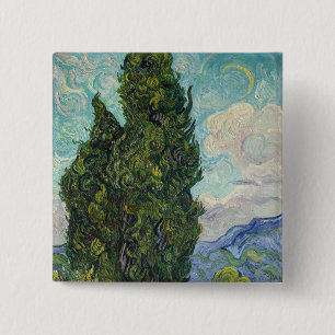 Vincent van Gogh - Cipressen Vierkante Button 5,1 Cm