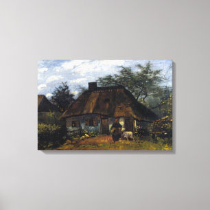 Vincent van Gogh Cottage and Woman with Goat Canvas Afdruk