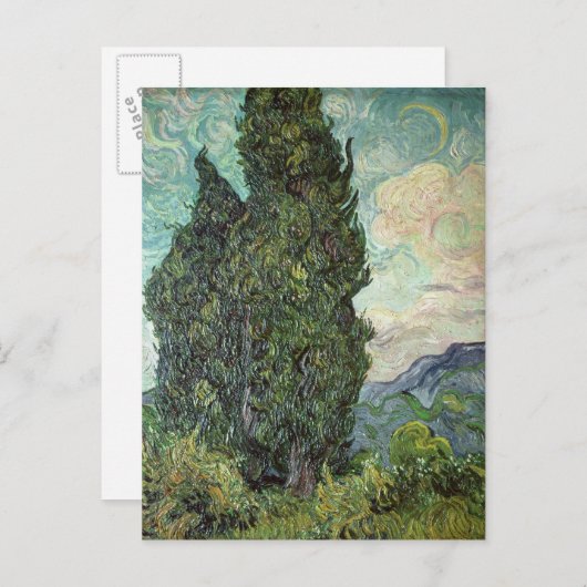 Vincent van Gogh | Cypressen, 1889 Briefkaart (Voorkant / Achterkant)