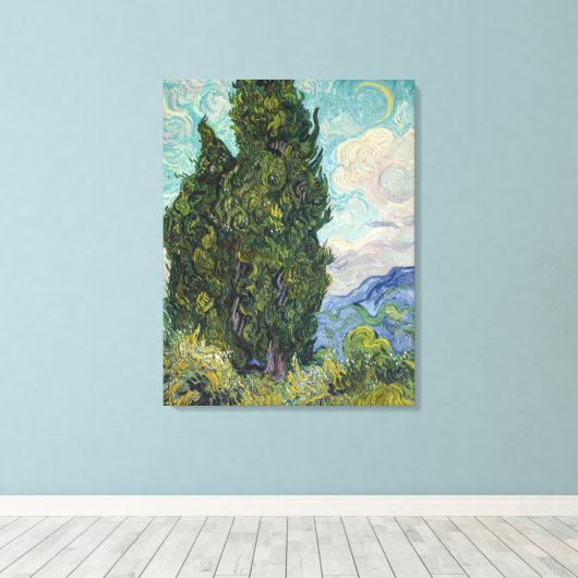 Vincent van Gogh - Cypresses Canvas Afdruk (Insitu (Houten vloer))
