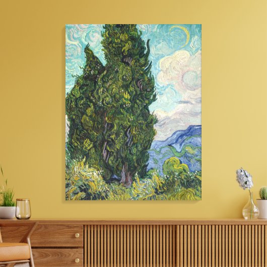 Vincent van Gogh - Cypresses Canvas Afdruk (Insitu (Woonkamer))