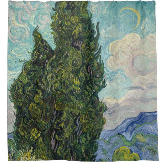 Vincent van Gogh - Cypresses Douchegordijn (Voorkant)