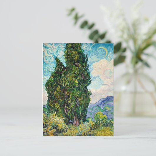 Vincent Van Gogh Cypresses Fine Art Briefkaart (Staand voorkant)