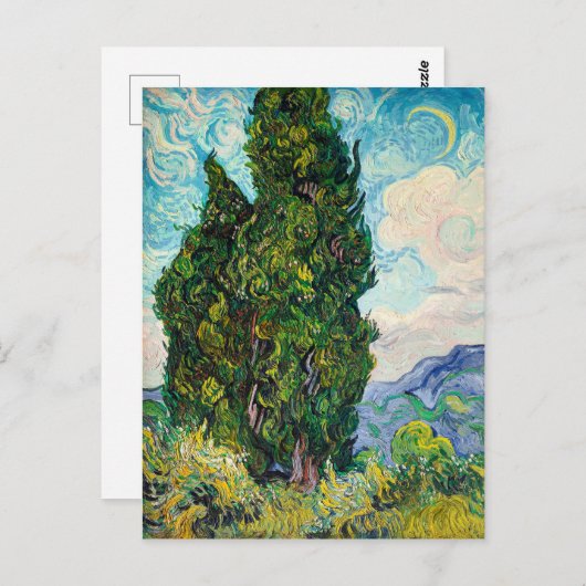 Vincent Van Gogh Cypresses Fine Art Briefkaart (Voorkant / Achterkant)