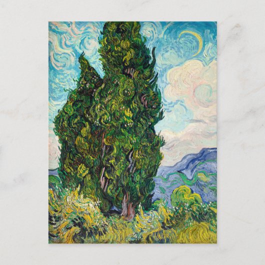 Vincent Van Gogh Cypresses Fine Art Briefkaart (Voorkant)