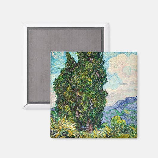 Vincent Van Gogh Cypresses Fine Art Magneet (Voorkant / Achterkant)