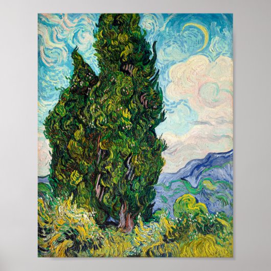Vincent Van Gogh Cypresses Fine Art Poster (Voorkant)