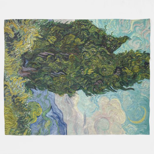 Vincent van Gogh - Cypresses Fleece Deken (Voorkant (Horizontaal))