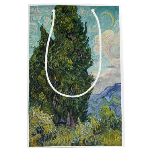 Vincent van Gogh - Cypresses Medium Cadeauzakje (Voorkant)