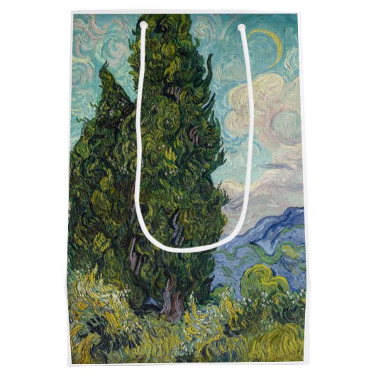 Vincent van Gogh - Cypresses Medium Cadeauzakje (Achterkant)