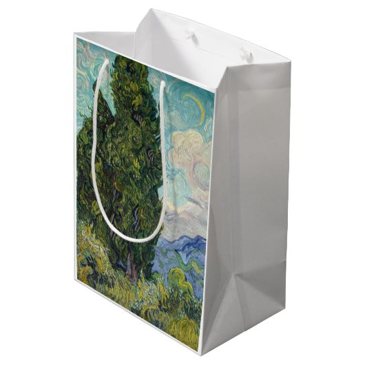 Vincent van Gogh - Cypresses Medium Cadeauzakje (Achterkant Gekanteld)