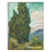 Vincent Van Gogh Cypresses Monogram Impressionist Notitieboek (Voorkant)