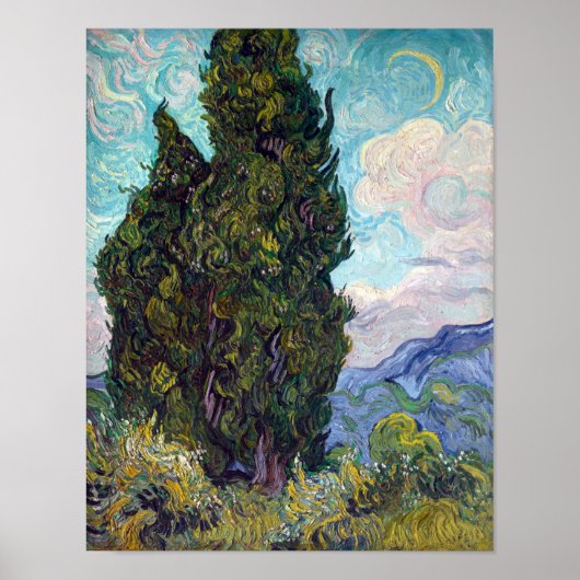 Vincent van Gogh Cypresses Poster (Voorkant)