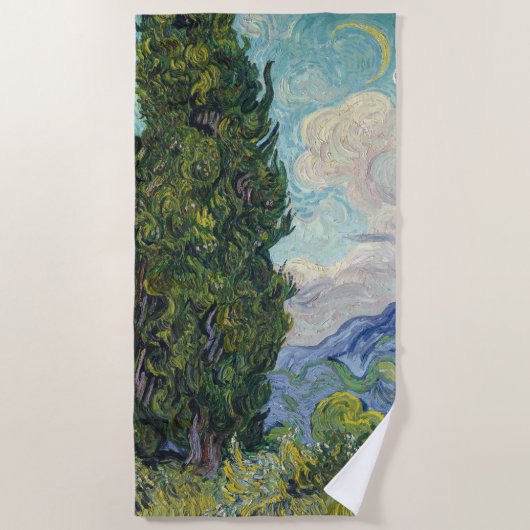 Vincent van Gogh - Cypresses Strandlaken (Voorkant)