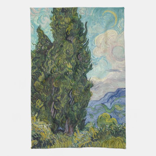Vincent van Gogh - Cypresses Theedoek (Verticaal)