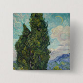 Vincent van Gogh - Cypresses Vierkante Button 5,1 Cm (Voorkant)