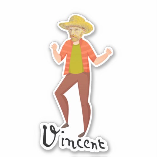 Vincent Van Gogh Dancing Sticker (Voorkant)