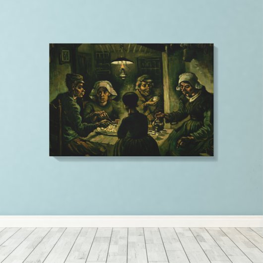 Vincent van Gogh - De aardappel Eaters Canvas Afdruk (Insitu (Houten vloer))