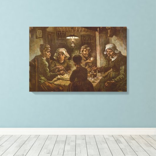 Vincent van Gogh - De aardappel Eaters Canvas Afdruk (Insitu (Houten vloer))